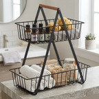 2 Tier Fruit and Veg Basket Countertop Space Saving Kitchen Organiser - SGM - 4A's Global
