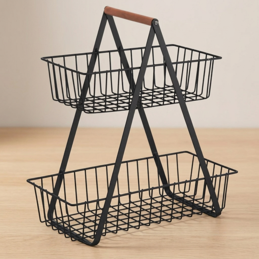 2 Tier Fruit and Veg Basket Countertop Space Saving Kitchen Organiser - SGM - 4A's Global