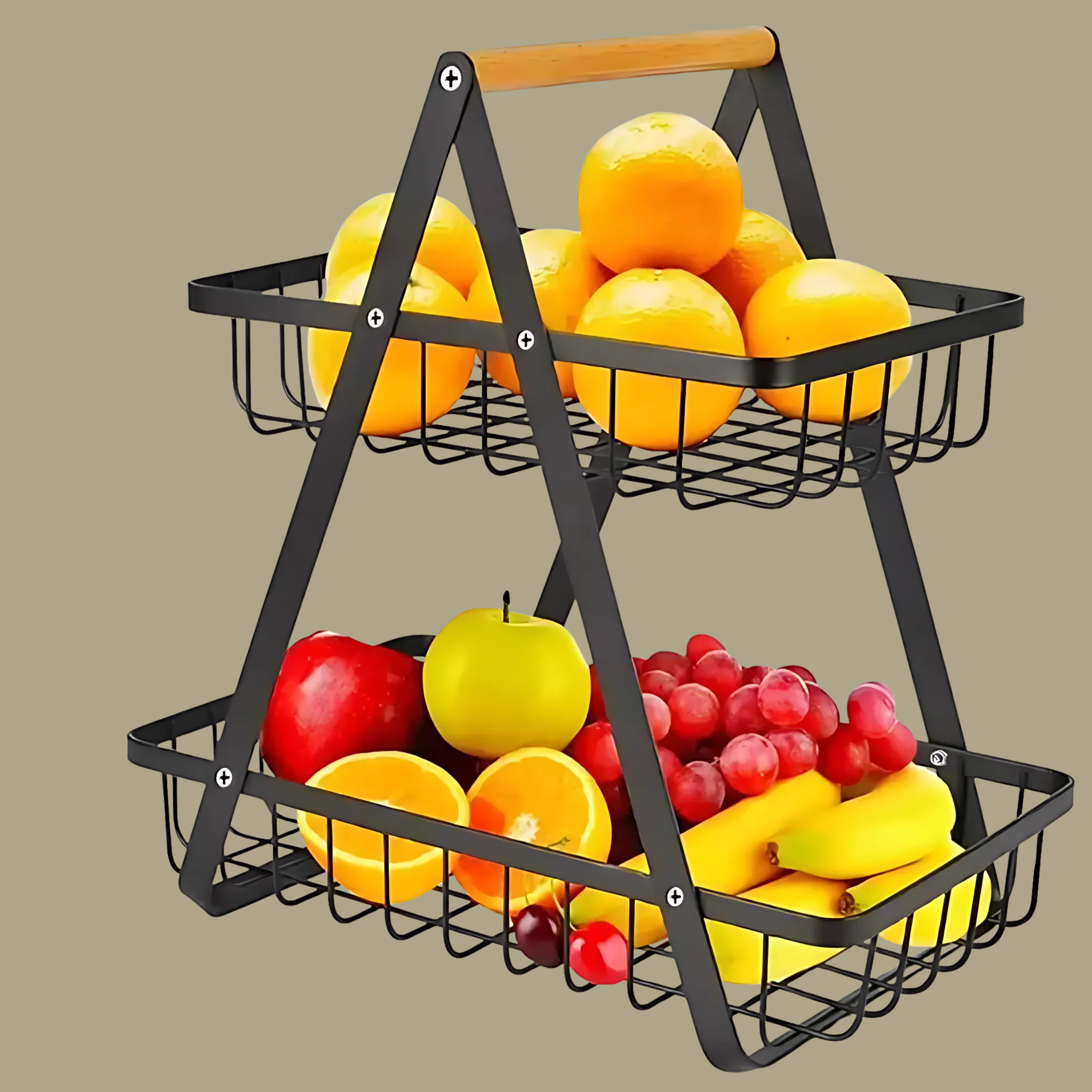 2 Tier Fruit and Veg Basket Countertop Space Saving Kitchen Organiser - SGM - 4A's Global