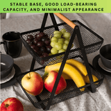 2-Tier Countertop Fruit , Bread &  Vegetable Storage Basket – Black Wire Mesh - 4A's Global