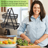 2-Tier Countertop Fruit , Bread &  Vegetable Storage Basket – Black Wire Mesh - 4A's Global