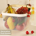 Metal Fruit Basket with Wooden Handle Kitchen Organiser Breathable Steel Mesh - SGM - 4A's Global