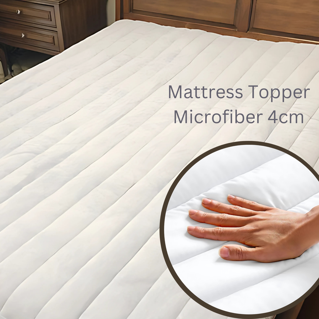 Microfibre Mattress Topper 4cm Deep Soft Breathable Hypoallergenic Elasticated Straps - Cozy Living - 4A's Global