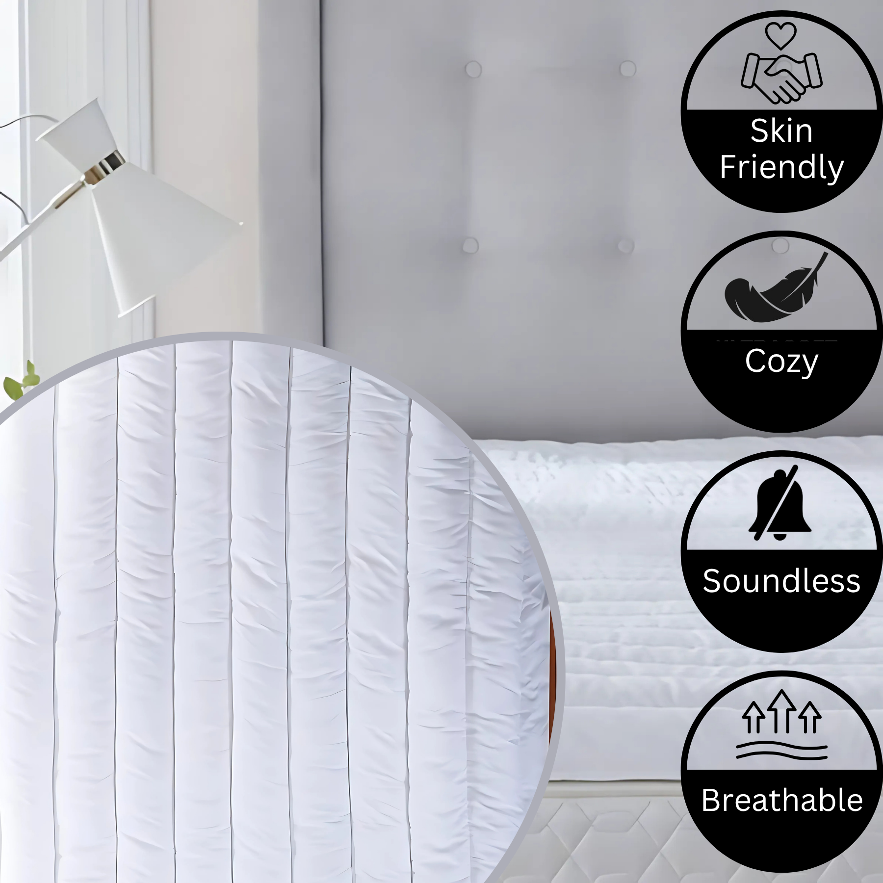 Microfibre Mattress Topper 4cm Deep Soft Breathable Hypoallergenic Elasticated Straps - Cozy Living - 4A's Global
