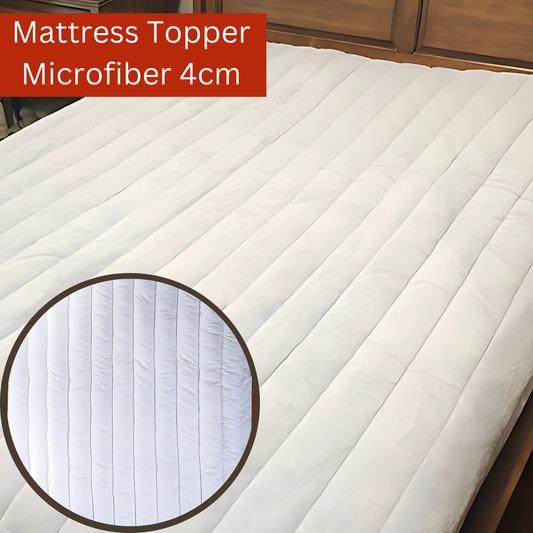 Luxury Mattress Topper – 4cm Deep-Filled Microfibre Comfort Layer | Hypoallergenic &amp; Breathable | Elasticated Straps