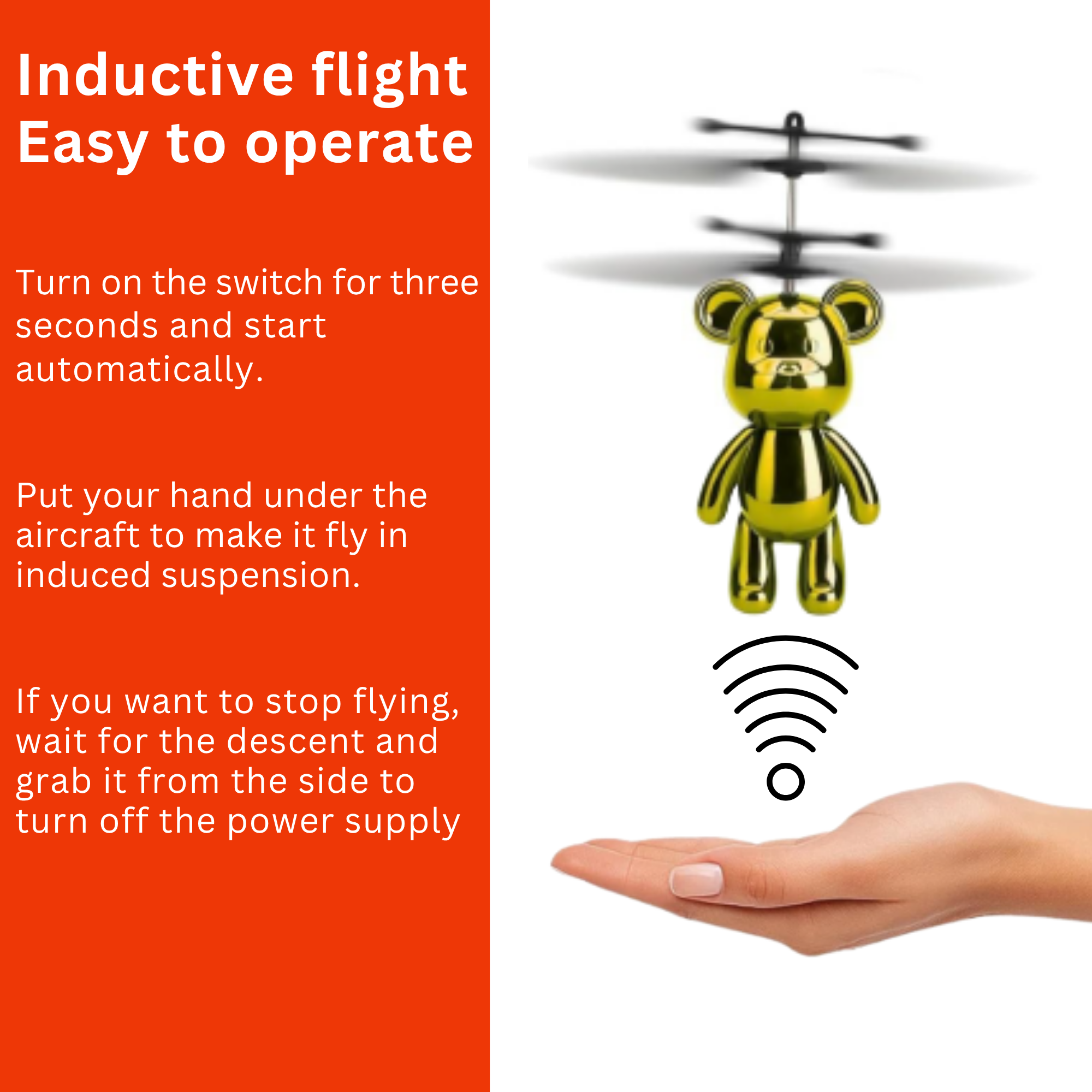 Rotary Flying Bear Helicopter – Hand Sensor Gesture Control USB Rechargeable Toy - 4A's Global