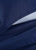 Double Duvet Cover - Plain Dyed Percale Duvet Quilt Cover Navy Solid Soft Double Bedding Duvet Cover Set with 2 Matching Pillowcases - Navy Blue - 4A's Global