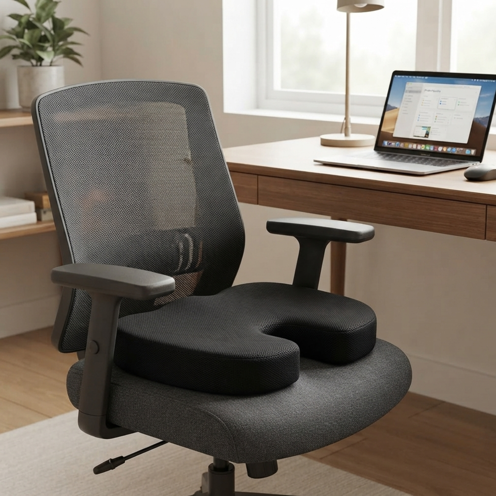 Memory Foam Seat Cushion Hip Tailbone Coccyx Pain Relief Ergonomic 45x35cm - 4AS - 4A's Global