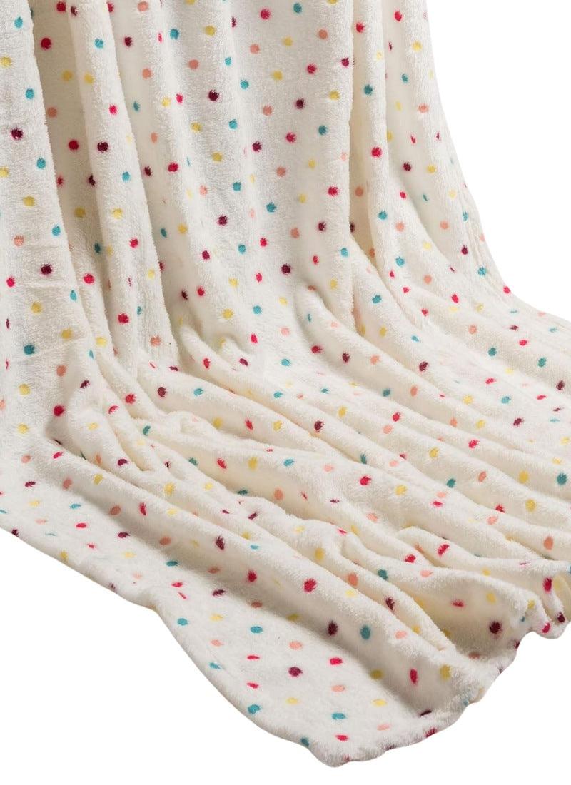 Teddy Bear Fleece Blanket Throw, Lightweight Polka Dot Blankets for Sofa,Couch,Bed,Super Soft Cozy - 4A's Global