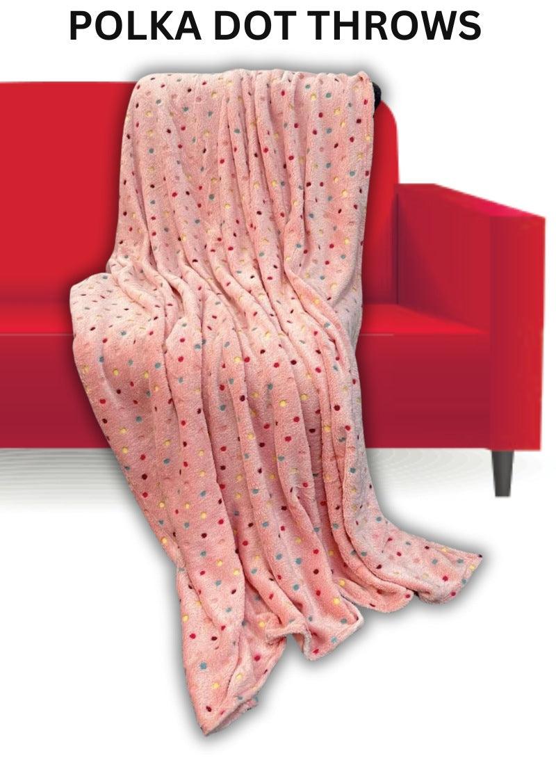 Teddy Bear Fleece Blanket Throw, Lightweight Polka Dot Blankets for Sofa,Couch,Bed,Super Soft Cozy - 4A's Global