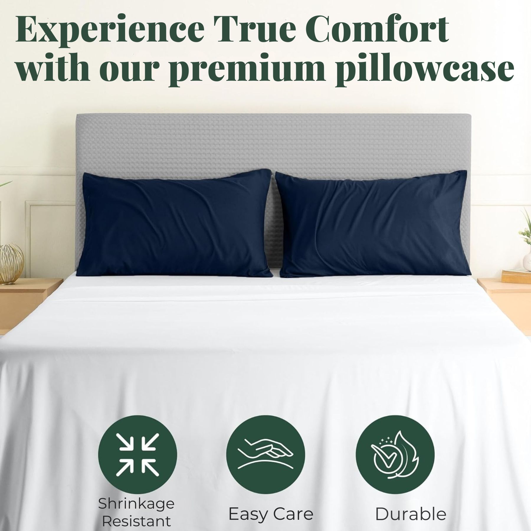 2x Luxury Percale Polycotton Pillowcase Pair – Soft, Durable &amp; Hotel-Quality Bedding for UK Beds - 4A's Global