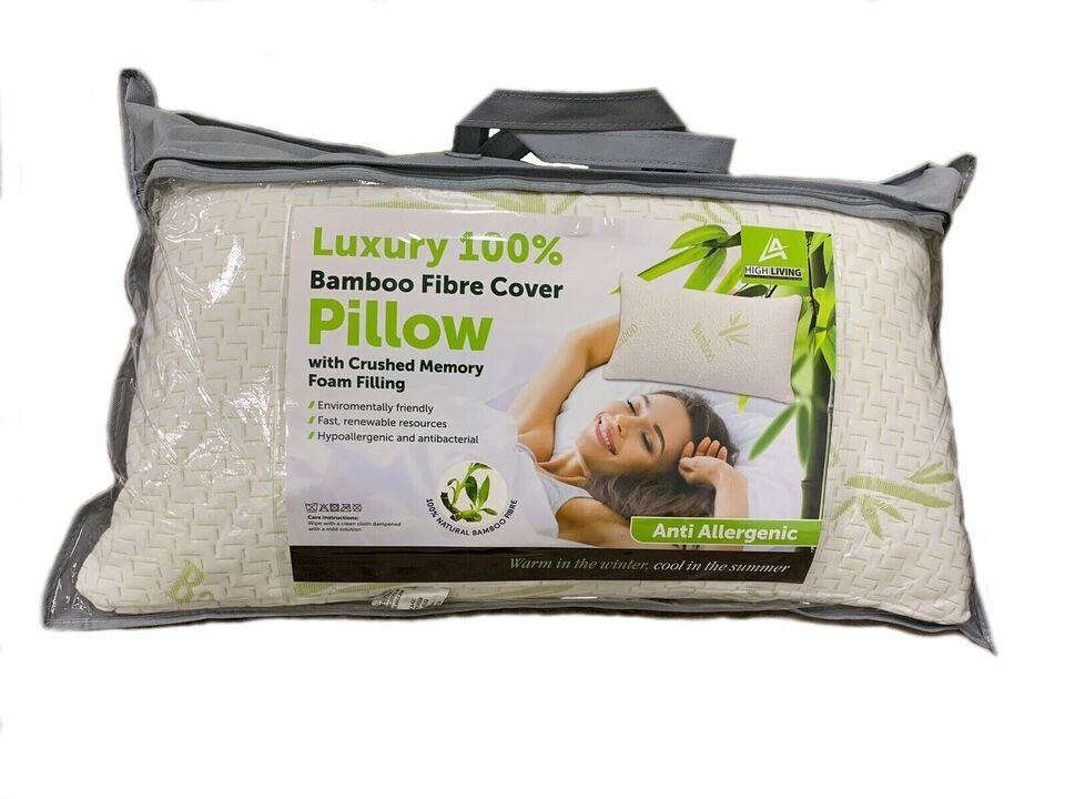 Crushed Memory Foam Bamboo Pillow – Cooling, Adjustable &amp; Hypoallergenic | 39 x 64 x 16 cm / 15.3 x 25.2 x 6.3 in - 4A's Global