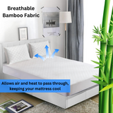 Waterproof Premium Bamboo Quilted Mattress Protector - Non Noisy Bed Bug Proof - Diamond Shape