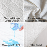 Waterproof Premium Bamboo Quilted Mattress Protector - Non Noisy Bed Bug Proof - Diamond Shape