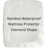 Waterproof Premium Bamboo Quilted Mattress Protector - Non Noisy Bed Bug Proof - Diamond Shape