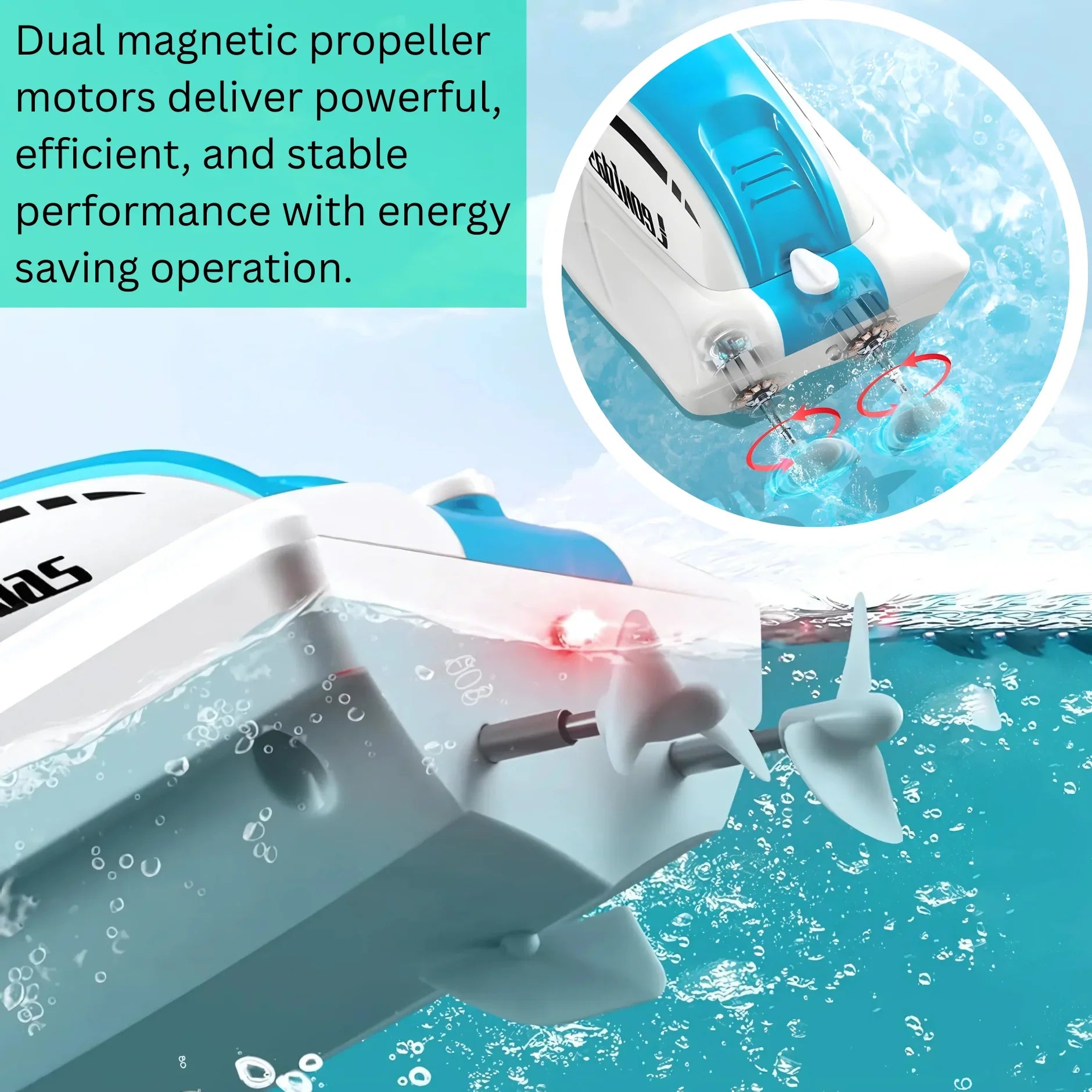 High-Speed RC Racing Boat – Remote Control Boat 2.4GHz – Dual Motor High-Speed Racing RC Boat with Modular Battery &amp; Waterproof Design - 4A's Global
