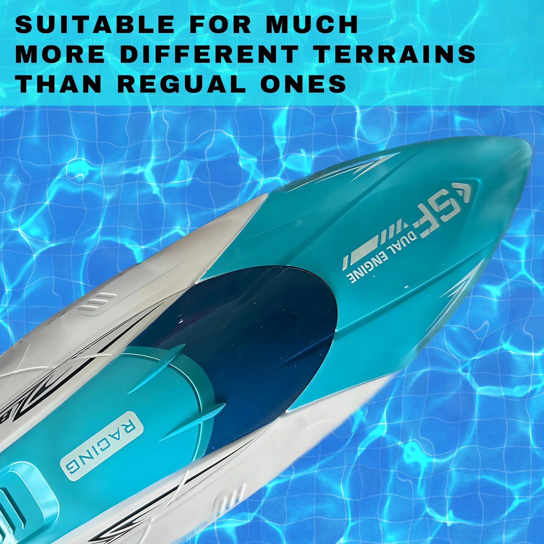 High-Speed RC Racing Boat – Remote Control Boat 2.4GHz – Dual Motor High-Speed Racing RC Boat with Modular Battery &amp; Waterproof Design - 4A's Global