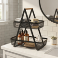 2 Tier Storage Basket Fruit Bread and Veg Organiser Sleek Black Metal - SGM - 4A's Global