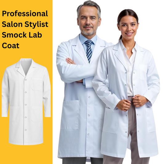 Unisex White Lab Coat | Salon Coat | Stylist Smock | Professional Workwear – Premium Polycotton Long Sleeve