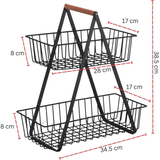 2-Tier Countertop Fruit &amp; Vegetable Basket – Multi-Purpose Kitchen, Office &amp; Makeup Organiser - 4A's Global