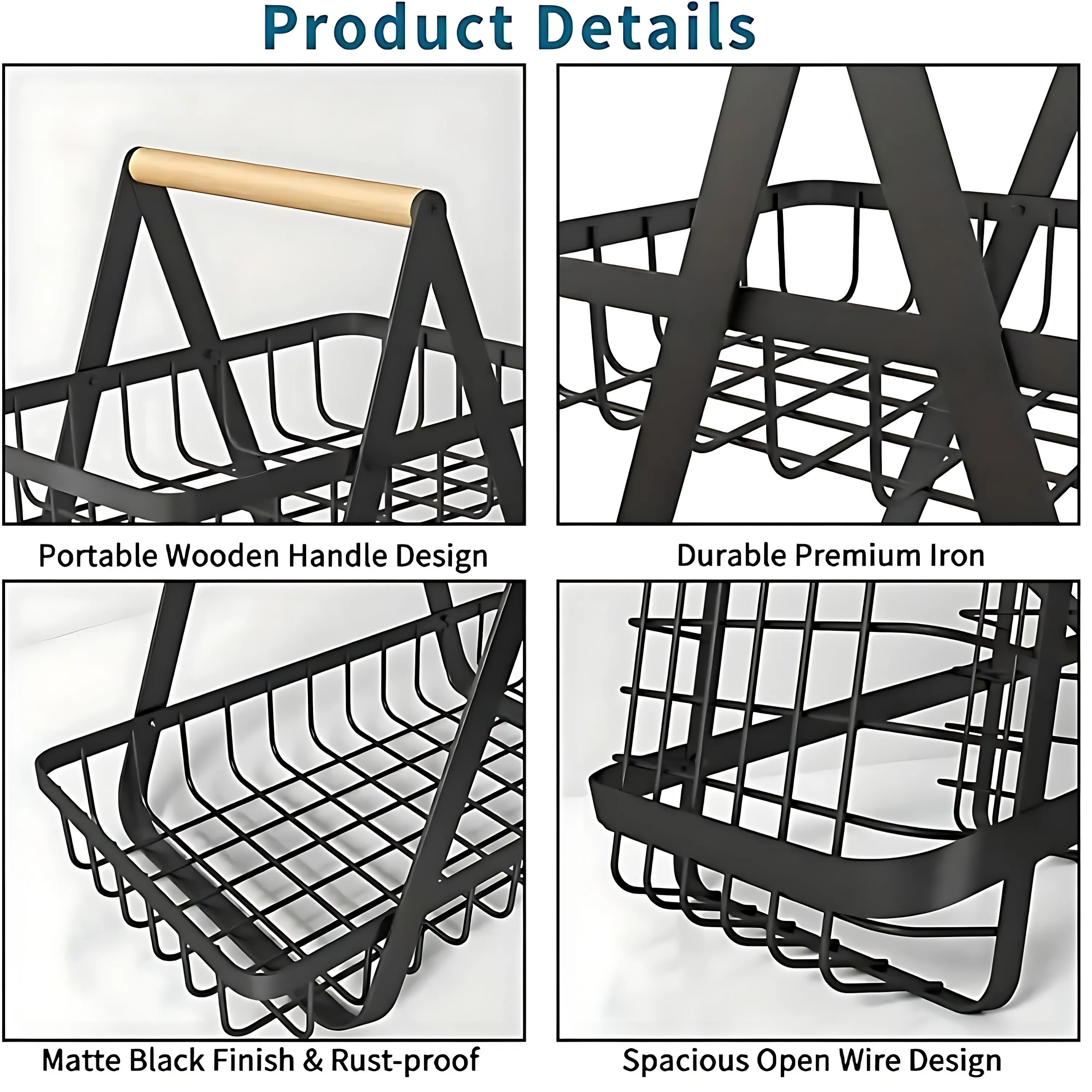 2-Tier Countertop Fruit &amp; Vegetable Basket – Multi-Purpose Kitchen, Office &amp; Makeup Organiser - 4A's Global