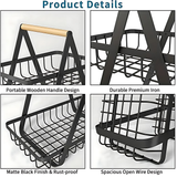 2-Tier Countertop Fruit &amp; Vegetable Basket – Multi-Purpose Kitchen, Office &amp; Makeup Organiser - 4A's Global