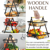 2-Tier Countertop Fruit &amp; Vegetable Basket – Multi-Purpose Kitchen, Office &amp; Makeup Organiser - 4A's Global
