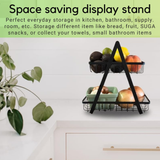 2-Tier Countertop Fruit &amp; Vegetable Basket – Multi-Purpose Kitchen, Office &amp; Makeup Organiser - 4A's Global