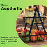 2-Tier Countertop Fruit &amp; Vegetable Basket – Multi-Purpose Kitchen, Office &amp; Makeup Organiser - 4A's Global