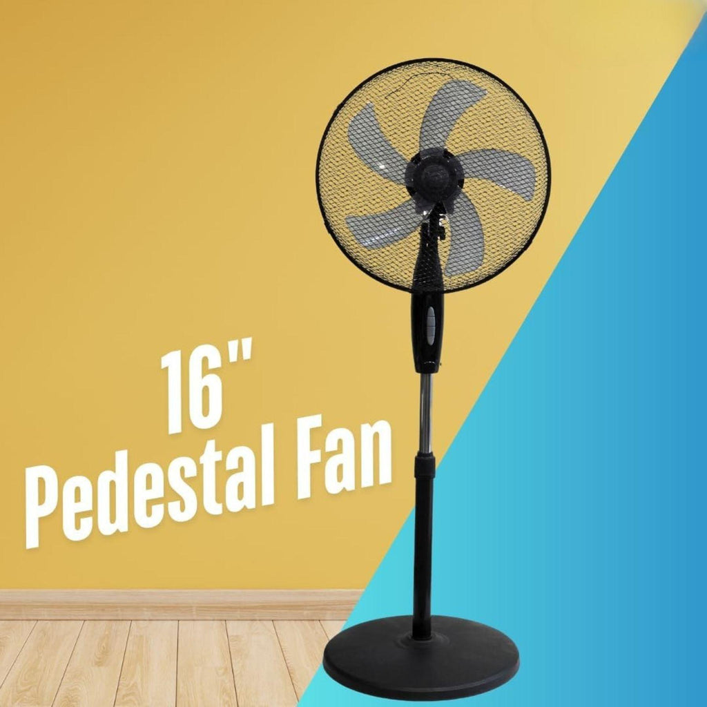 16” Adjustable Pedestal Fan – 3-Speed Quiet Oscillating Cooling
