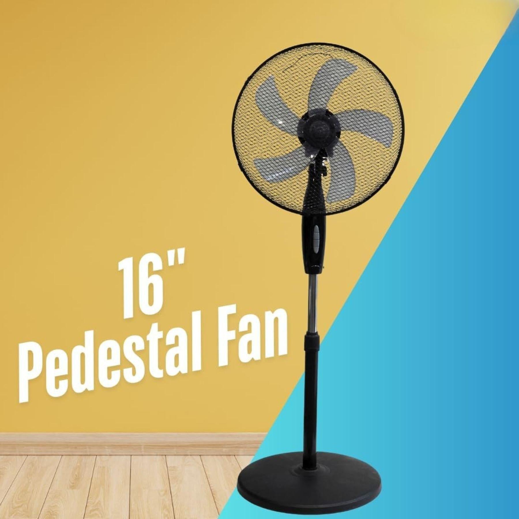 16” Adjustable Pedestal Fan – 3-Speed Quiet Oscillating Cooling