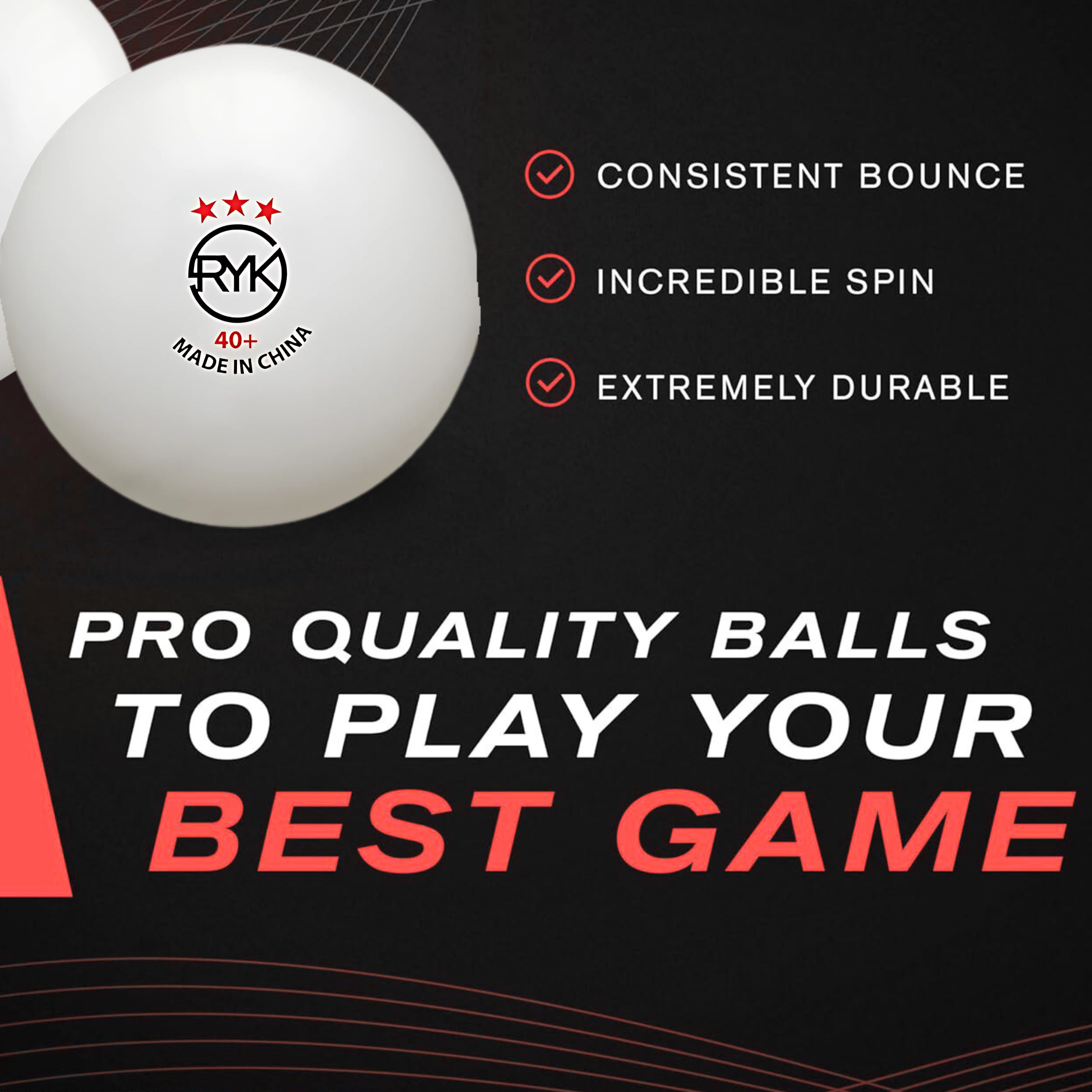 3-Star Ping Pong Balls – 40mm White Table Tennis Balls for Training, Matches, Beer Pong &amp; Party Games - 4A's Global