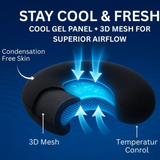 Cooling Memory Foam Travel Pillow – Lightweight, Compact &amp; Portable | 30x30x9 cm / 11.8x11.8x3.5 in | Black - 4A's Global
