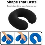 Cooling Memory Foam Travel Pillow – Lightweight, Compact &amp; Portable | 30x30x9 cm / 11.8x11.8x3.5 in | Black - 4A's Global