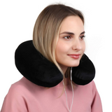 Cooling Memory Foam Travel Pillow – Lightweight, Compact &amp; Portable | 30x30x9 cm / 11.8x11.8x3.5 in | Black - 4A's Global