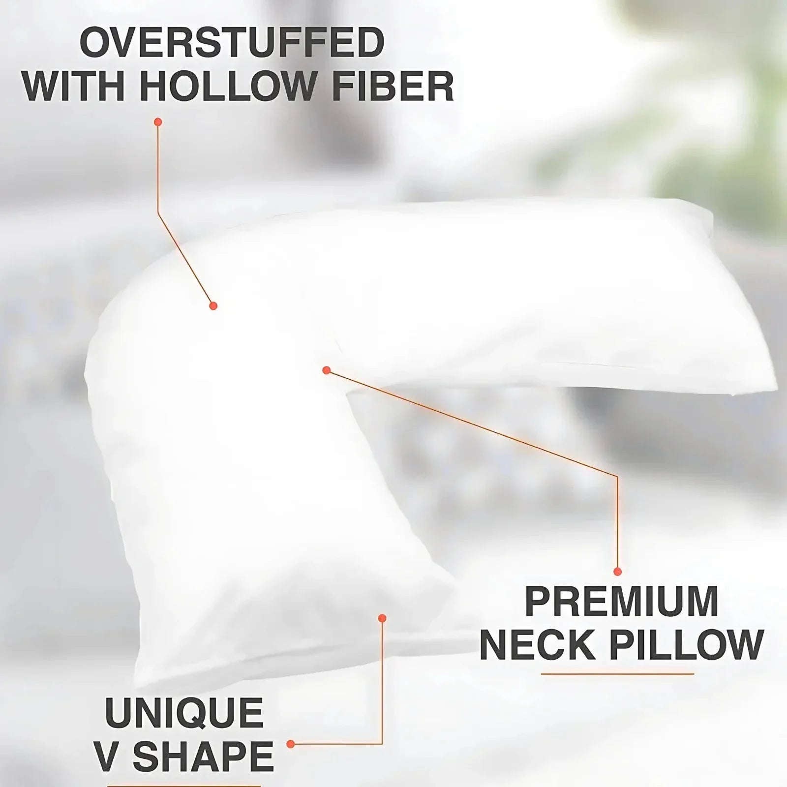 V-Shaped Support Pillow with Removable Cover – Ergonomic Comfort for Sleeping, Reading &amp; Lounging - 4A's Global
