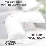 V-Shaped Support Pillow with Removable Cover – Ergonomic Comfort for Sleeping, Reading &amp; Lounging - 4A's Global