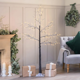 5ft, 6ft Decor Outdoor LED Christmas Tree Warm white LED lights, snowy twig design,Indoor Outdoor flexible branches for shaping and styling Battery Operated - 4A's Global
