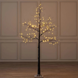 5ft, 6ft Decor Outdoor LED Christmas Tree Warm white LED lights, snowy twig design,Indoor Outdoor flexible branches for shaping and styling Battery Operated - 4A's Global