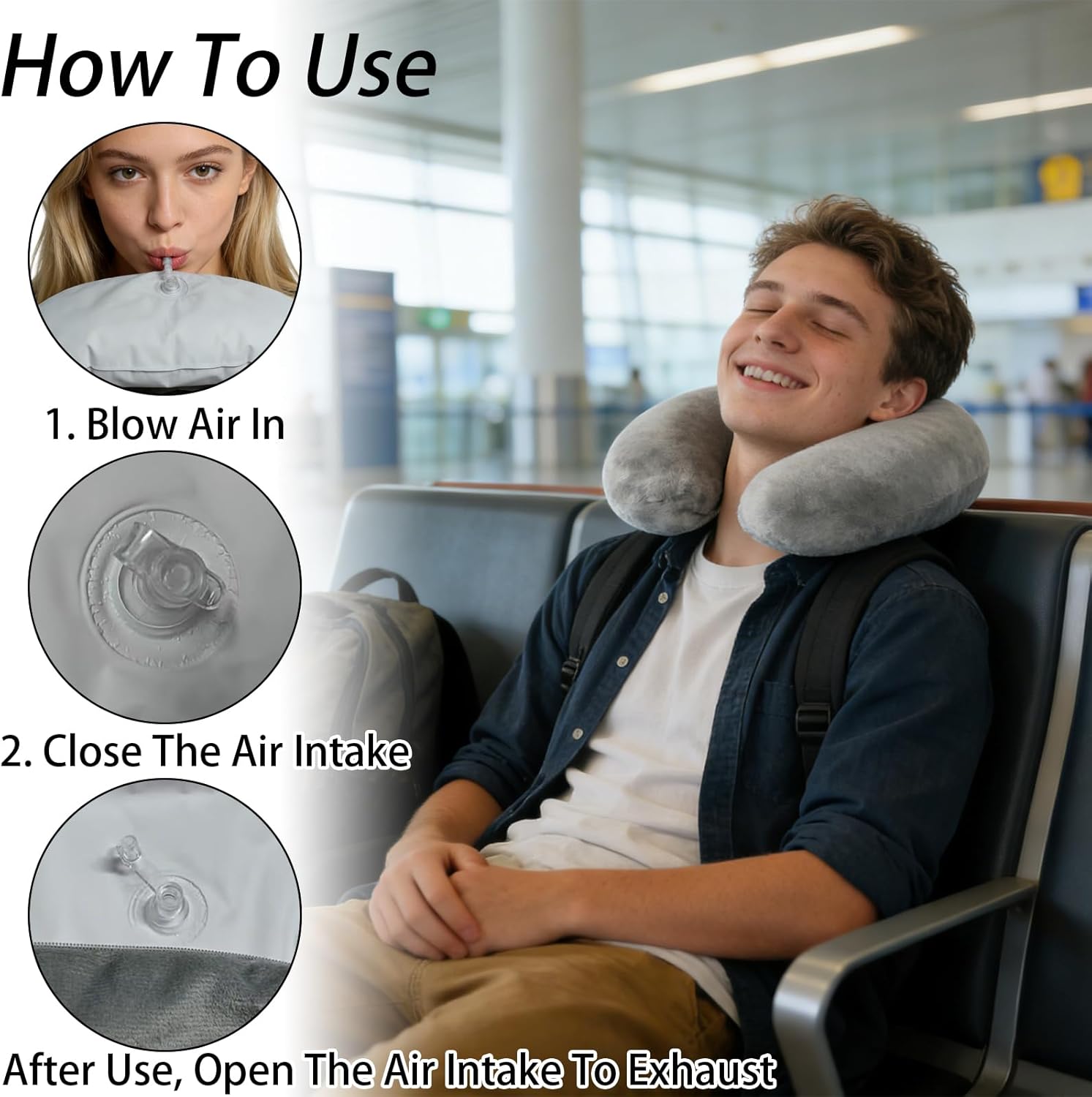 Cooling Memory Foam Travel Pillow Ergonomic Neck Support for Flights and Car - High Living - 4A's Global