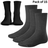 15 Pairs Women's Cotton Sport Socks - Cushioned, Breathable & Durable - Value Pack for Gym Yoga Running - Unisex Everyday Wear Socks - UK Sizes 6-11 - Black White Grey - Machine Washable - Sports Essentials  Unisex - 4A's Global