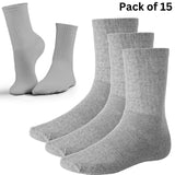 15 Pairs Women's Cotton Sport Socks - Cushioned, Breathable & Durable - Value Pack for Gym Yoga Running - Unisex Everyday Wear Socks - UK Sizes 6-11 - Black White Grey - Machine Washable - Sports Essentials  Unisex - 4A's Global