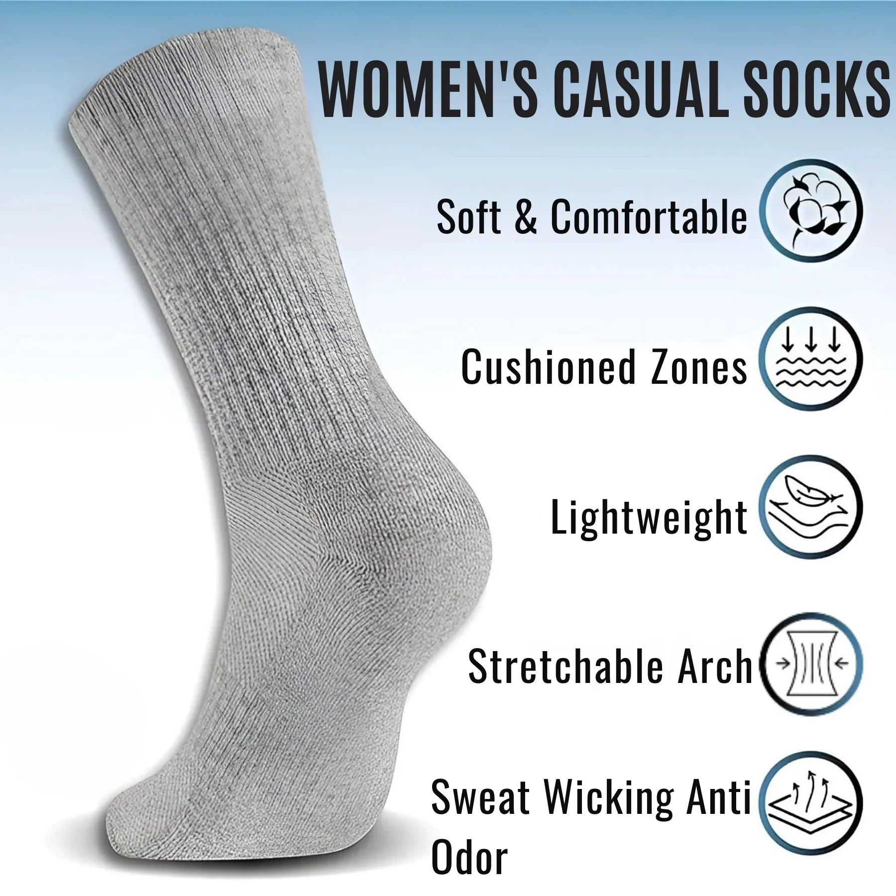 15 Pairs Women's Cotton Sport Socks - Cushioned, Breathable & Durable - Value Pack for Gym Yoga Running - Unisex Everyday Wear Socks - UK Sizes 6-11 - Black White Grey - Machine Washable - Sports Essentials  Unisex - 4A's Global