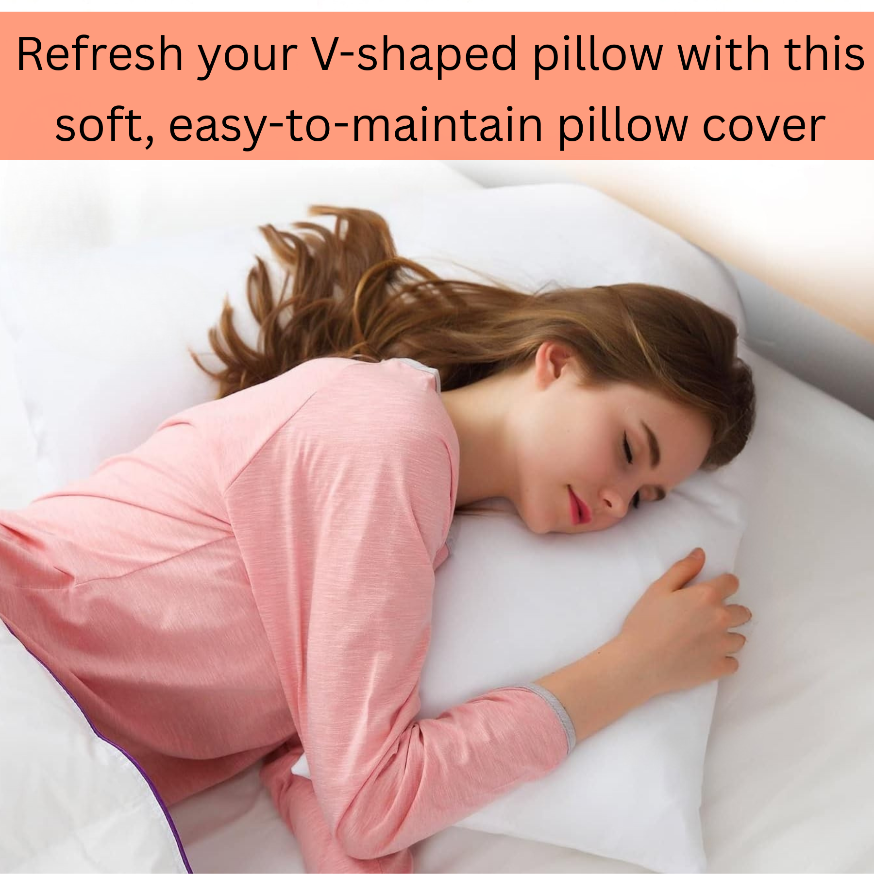 V-Shaped Support Pillow with Removable Cover – Ergonomic Comfort for Sleeping, Reading &amp; Lounging - 4A's Global