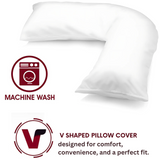V-Shaped Support Pillow with Removable Cover – Ergonomic Comfort for Sleeping, Reading &amp; Lounging - 4A's Global