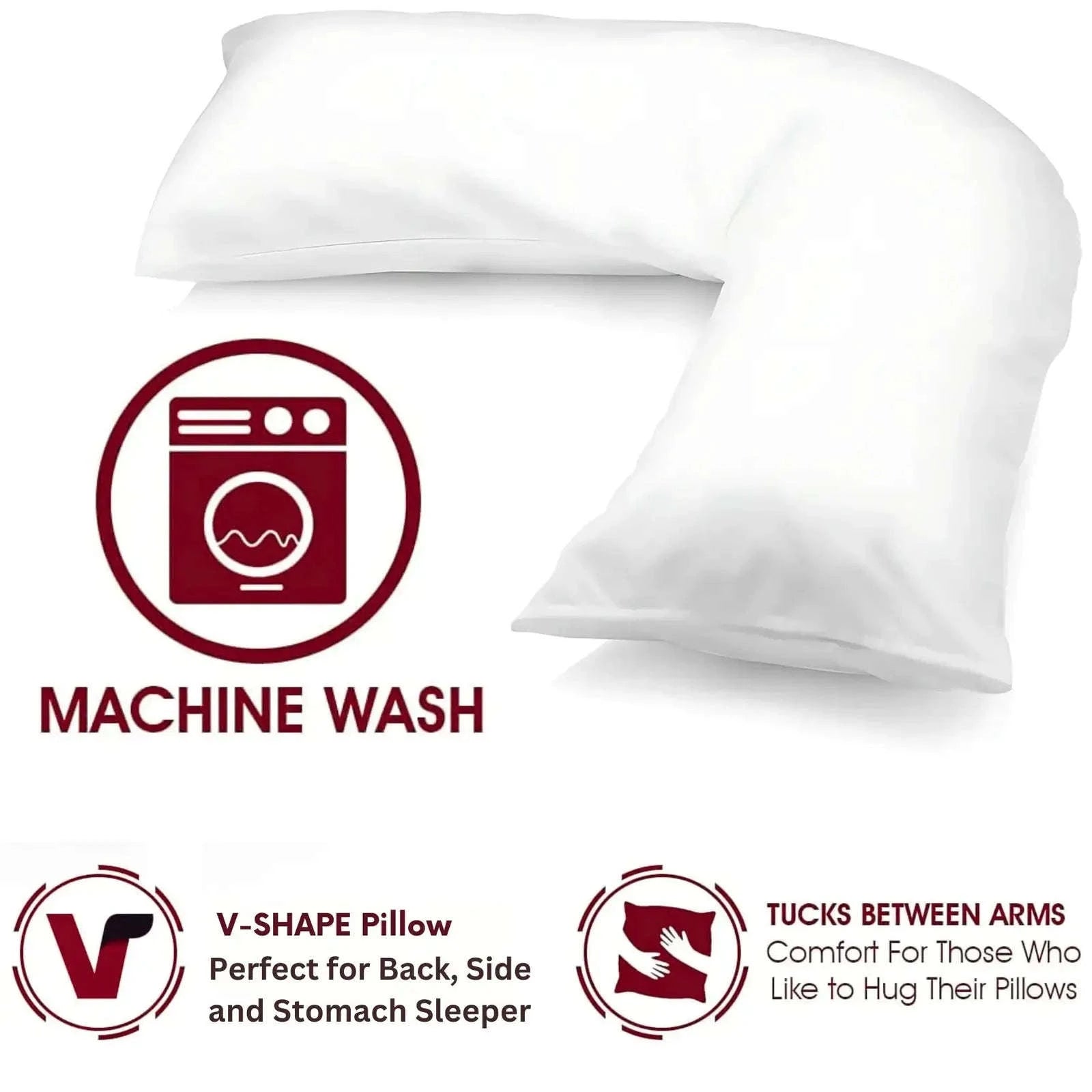 V-Shaped Pillowcase – Soft, Durable &amp; Machine Washable | Fits Most Standard V Pillows 4A's Global