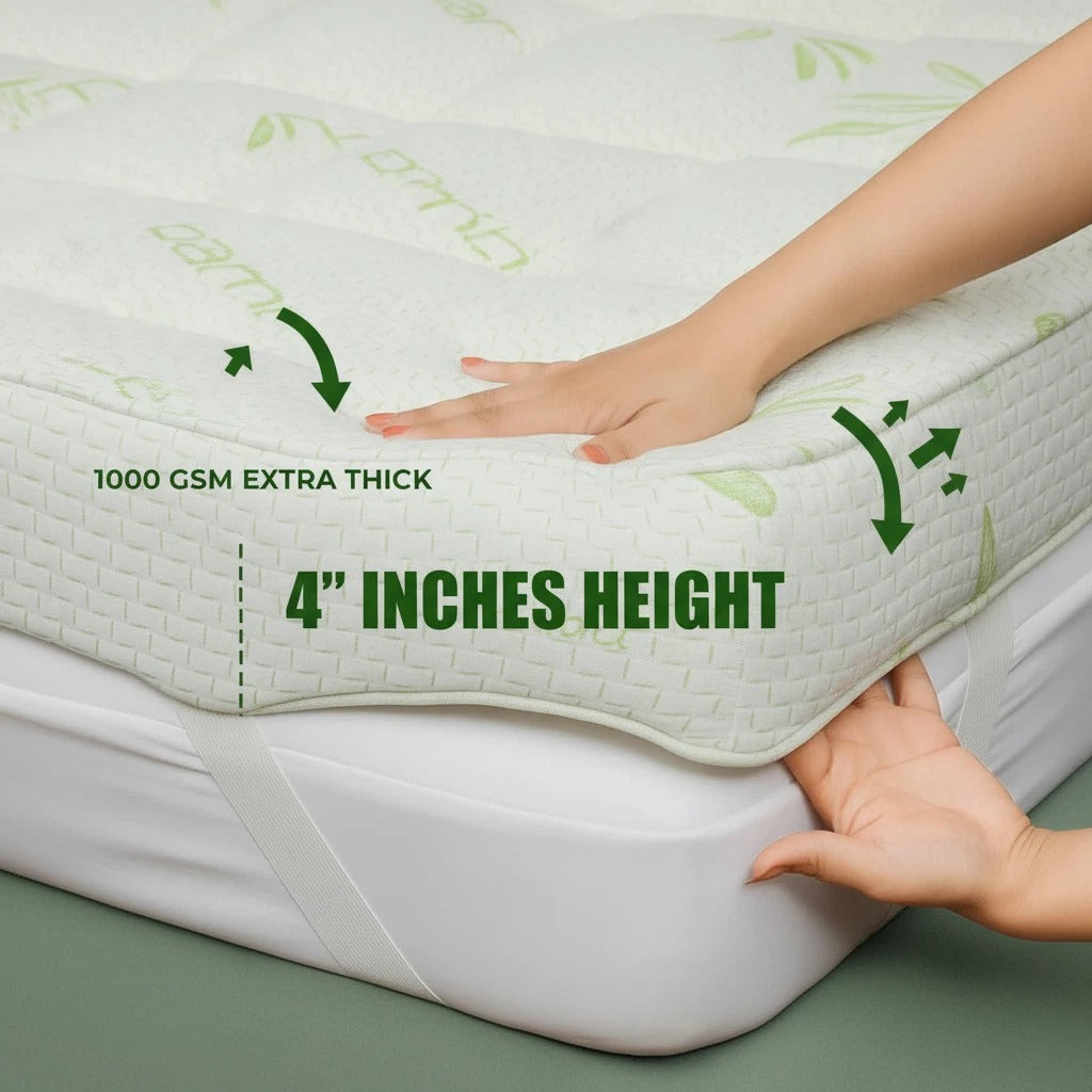 10cm Extra Thick Mattress Topper | 1100GSM Deep-Fill Luxury | All UK Sizes | 4AS