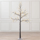 5ft, 6ft Decor Outdoor LED Christmas Tree Warm white LED lights, snowy twig design,Indoor Outdoor flexible branches for shaping and styling Battery Operated - 4A's Global
