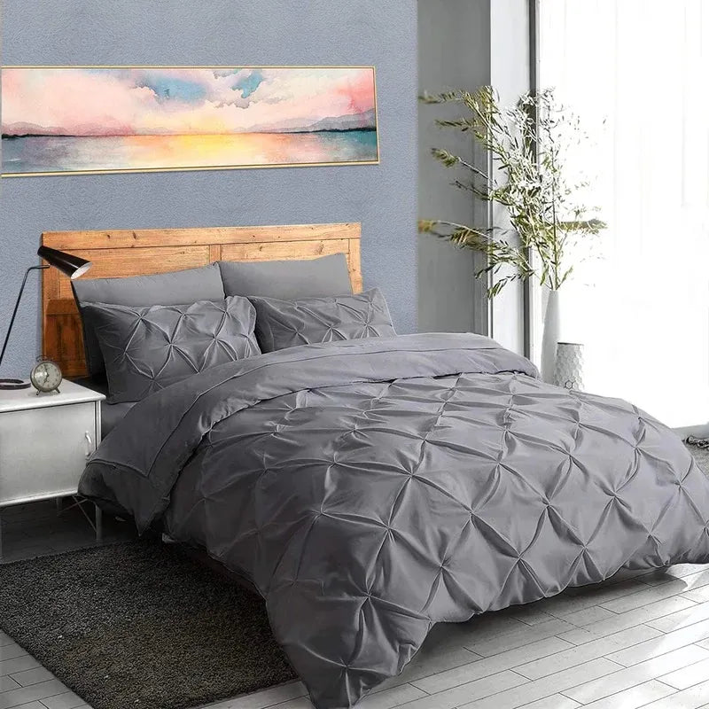Pintuck Duvet Cover Set | Luxury Pinch Pleat Bedding - 4A's Global