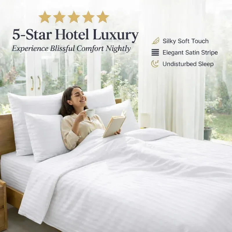 Egyptian Cotton Fitted Sheet 300TC Sateen Hotel Luxury, Single to Super King - High Living - 4A's Global